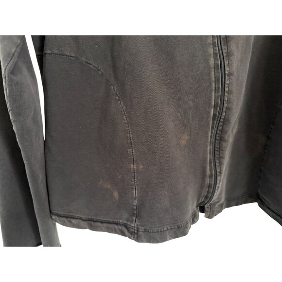 James Perse Womens Black Zip-Up Hoodie Jacket With Pocket Size 4 Cotton Blend Ca - Picture 3 of 7